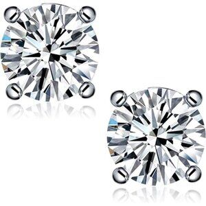 Moissanite Stud Earrings, 0.6ct-4ct D Color VVS1 Clarity Brilliant Round Cut